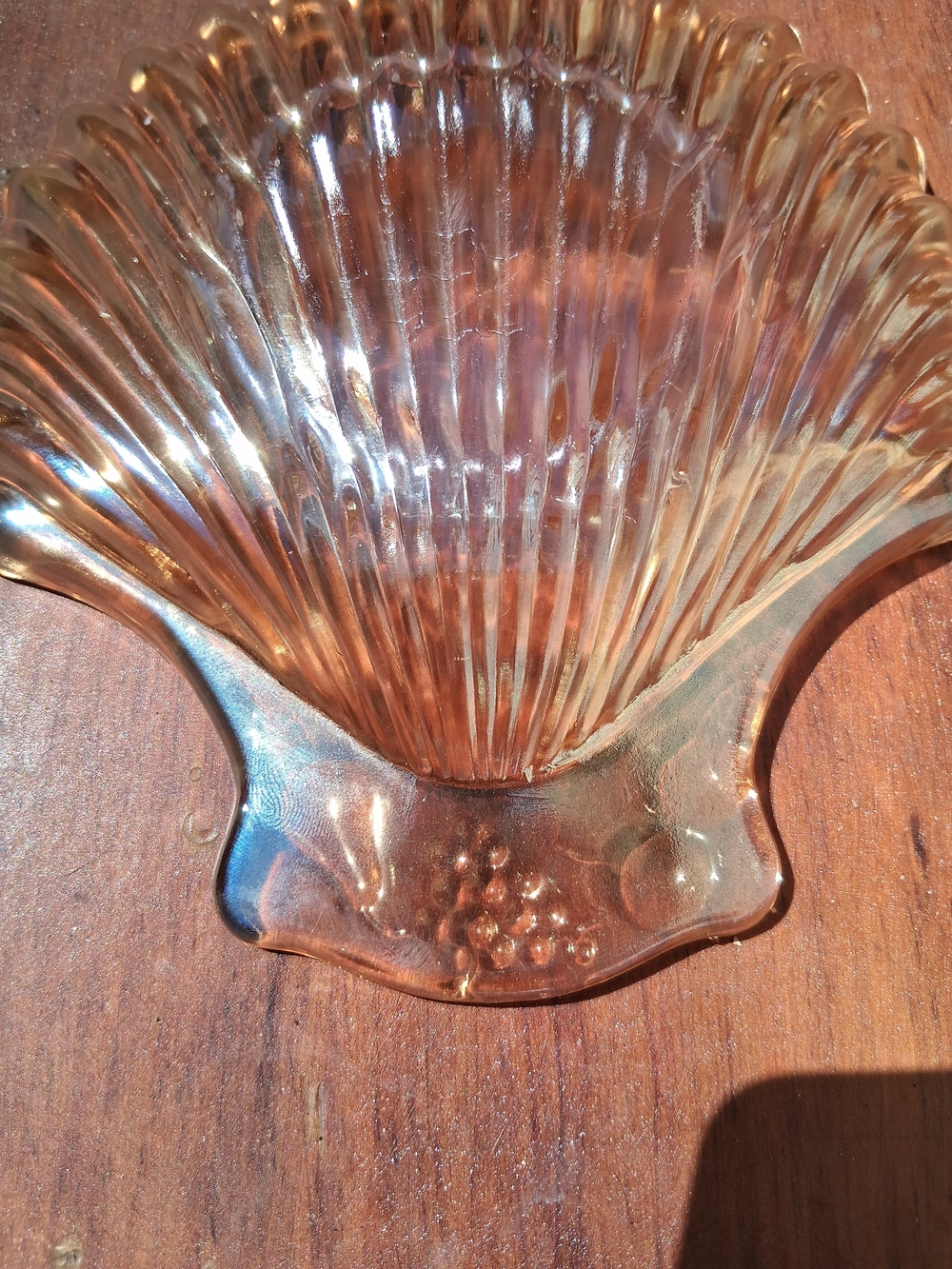 Vintage Marigold Iridescent Carnival Glass Scallop Shell Trinket Dish - Picture 8 of 9